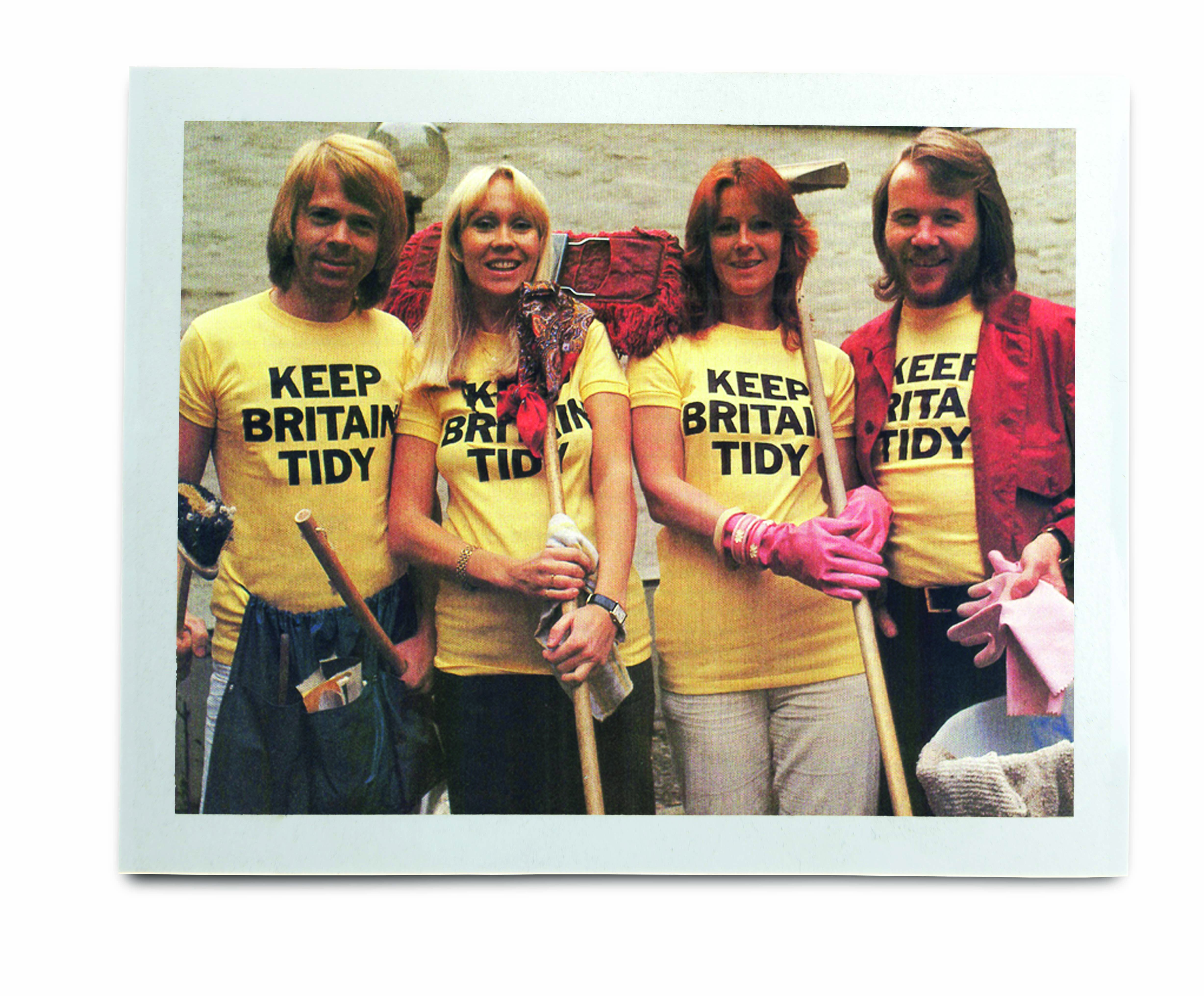 An image of ABBA wearing Keep Britain Tidy t-shirts