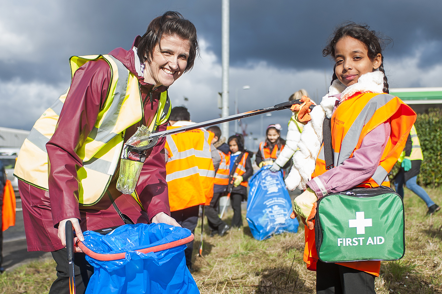 An image of a woman and a girl doing a litter-pick for the Great British Spring Clean