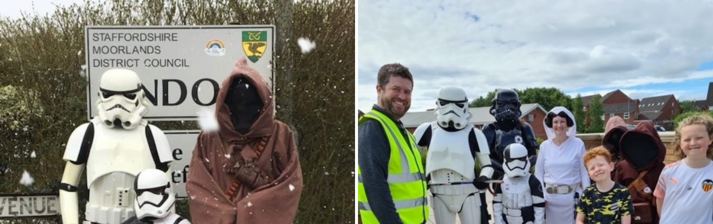 A collage of pictures of the Endon Stormtroopers performing their charity work.
