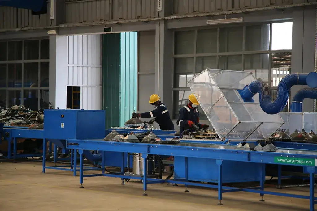 People sorting e-waste