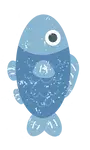 Blue graphic of a fish
