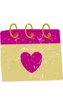 Graphic illustration of a calendar with a heart on it