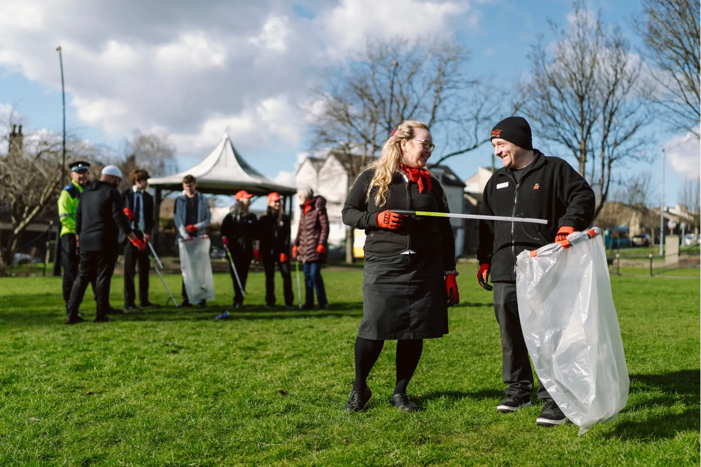 Local litter pickers at a community clean-up