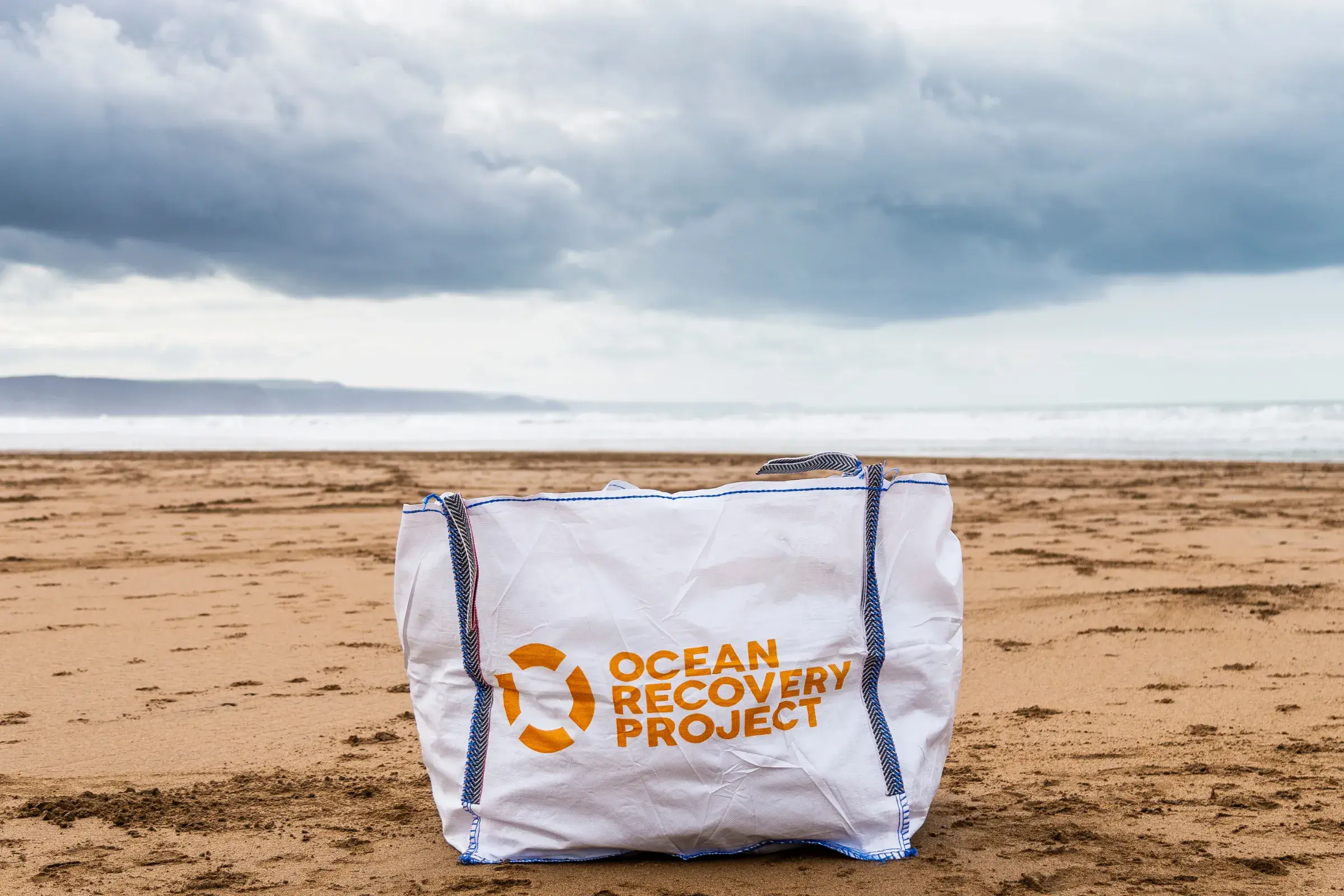 Ocean Recovery Project bulk bag on a beach
