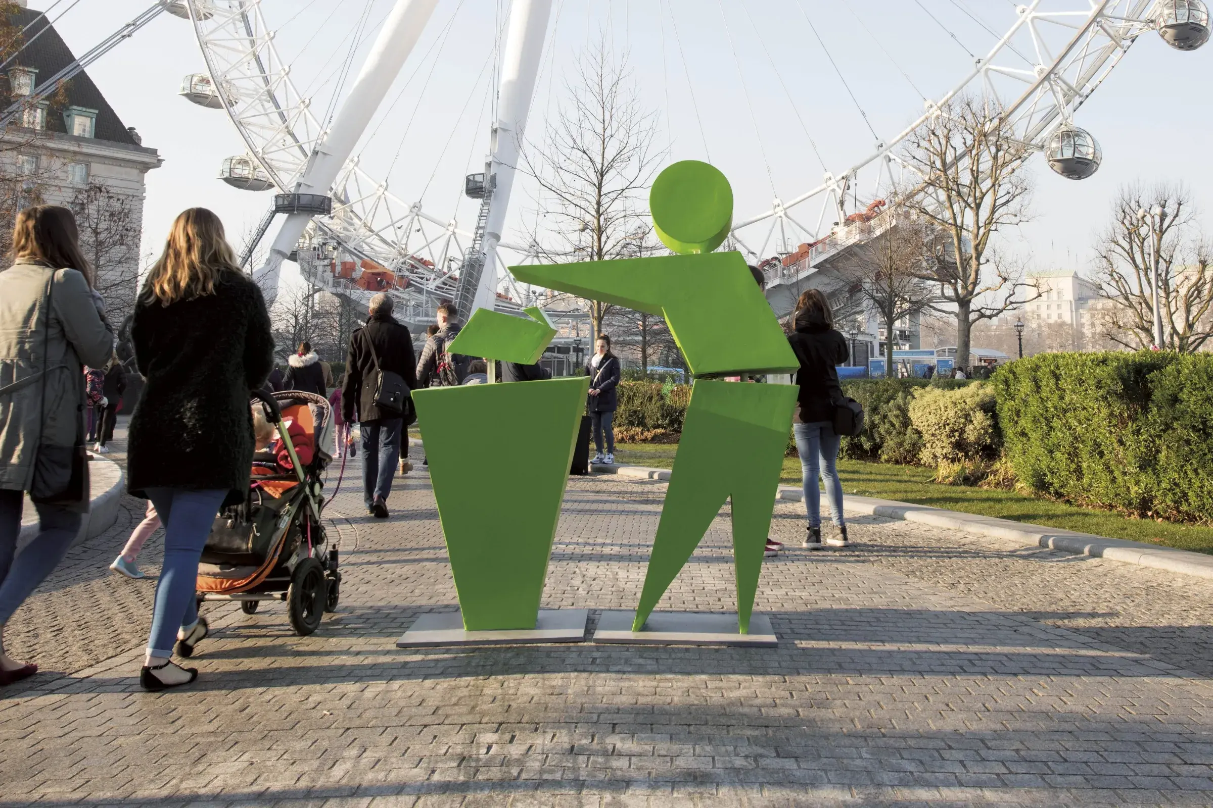 Statue of Keep Britain Tidy's 'Tidyman' trade mark in London 