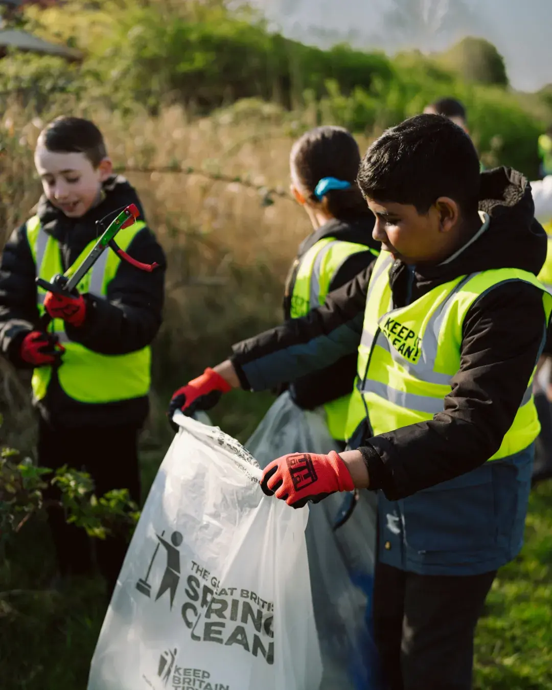 Young people litter-picking during the Great British Spring Clean