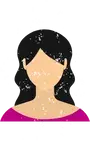Graphic illustration of a woman's head and shoulders
