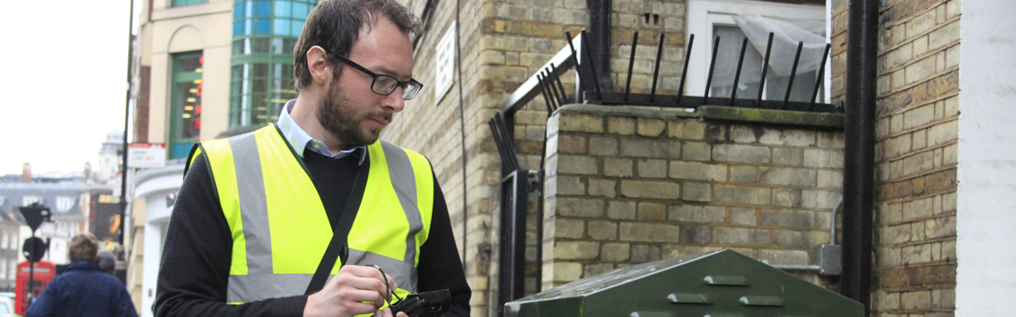 An image of a Keep Britain Tidy employee doing an environmental survey